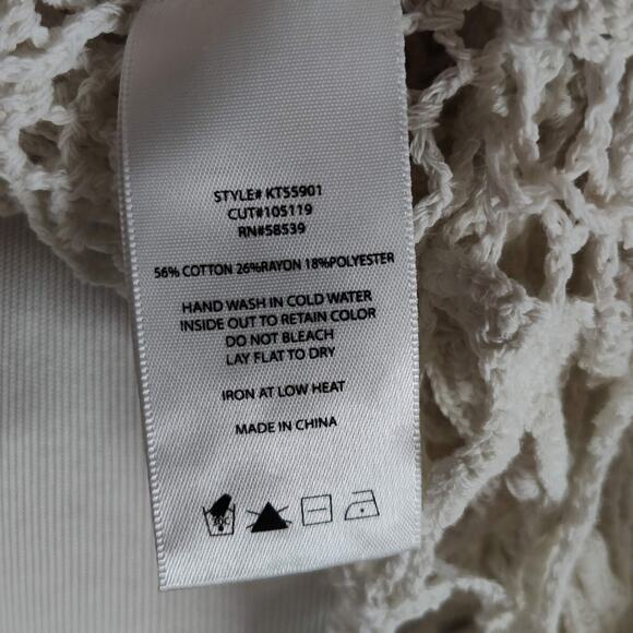 Kut from the Kloth White Loose Knit Sweater Size L Cotton Crochet Starfish Hem - Picture 10 of 11